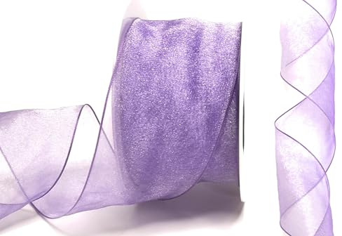 s.dekoda Schleifenband Organza 25m x 60mm Flieder Organzaband mit formbaren Drahtkanten Geschenkband [D3142-114]