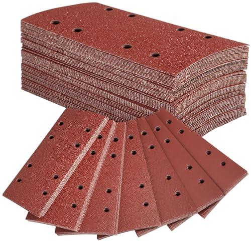 BIGP 50 Stück Schleifblatt Set 93x230 mm mit Klettverschluss | 5 Körnungen 40/60/80/120/240 | Für Schwingschleifer | Holz, Metall, Farbe | 8-Loch Staubabsaugung