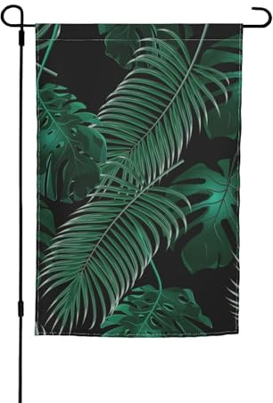 Drapeau de jardin floral imprimé feuille de bananier vert 30,5 x 45,7 cm toutes saisons extérieur cour décoration épaisse pour pelouse drapeau