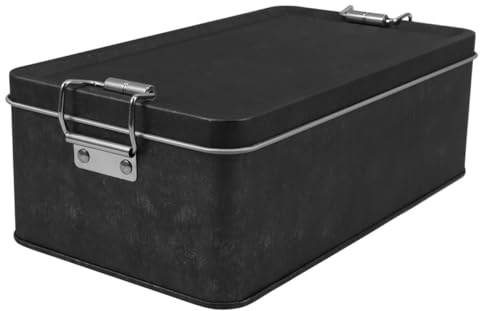 Zerodeko Biscuit Tin Rectangular with Lid Metal Tin Box Container for Cookies Candy and Pastry Packaging Airtight Reusable Storage for Kitchen Counter 7.28 X 4.13 X 2.56 in