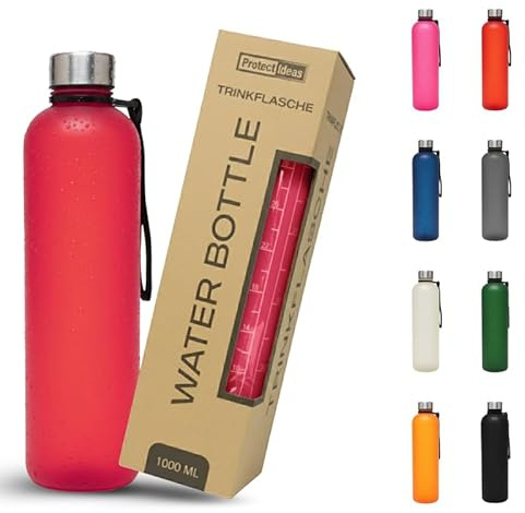 Botella de 1 l, apta para bebidas carbonatadas y antigoteo, para deporte, escuela y oficina, para deporte, gimnasio, botella de agua, apta para bebidas gaseosas, 1 litro (1 unidad roja)