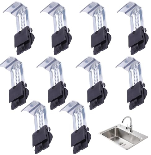 Juego De 10 Pinzas De Fregadero De Acero Inoxidable - Clips De Fijación Ajustables Para Fregaderos De Cocina, Lavaderos Y Duchas - Soportes Duraderos Y Prácticos Para Una Instalación Segura