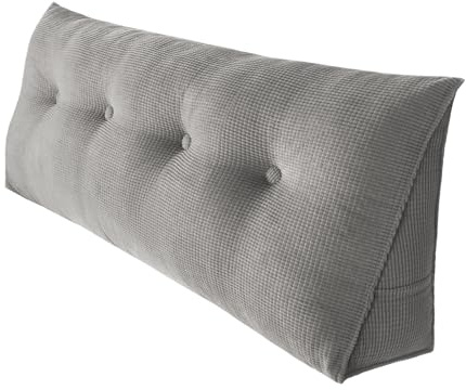 OHMG Rückenkissen 120/140/160/180/200CM,Keilkissen für Bett und Sofa geeignet,Dreieckiges Lesekissen,Kissen mit abnehmbarem und waschbarem Bezug,mit praktischem Seitenfach,Sitzkissen, Wandkissen