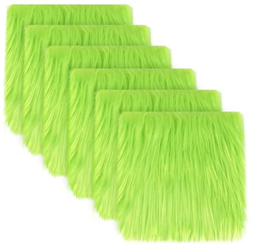 Tessuto in Pelliccia Sintetica, 6 Pcs Barba di Gnomo Pre-Tagliata, 25 x 25 cm, Verde, Pelliccia Sintetica per Barba Gnomi, per Fai Da Te Decorazioni Natalizie