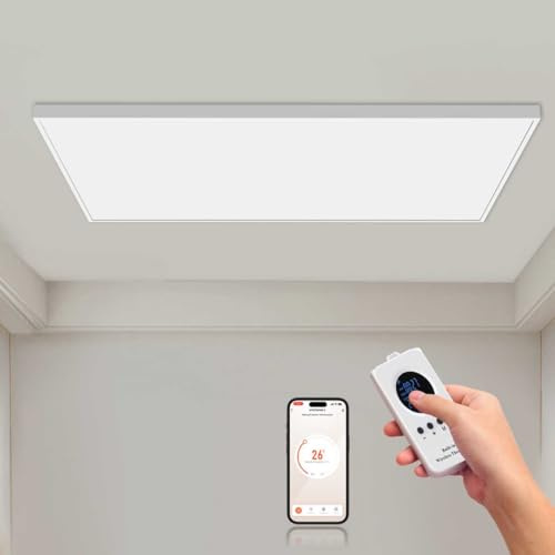 Hocosyme Calefactor Bajo Consumo 1000W Con Techo Con Control Remoto Inteligente, Calefacción de Pared por Infrarrojos de Bajo Consumo - Control de la Aplicación Wi-Fi con Control Remoto - TÜV