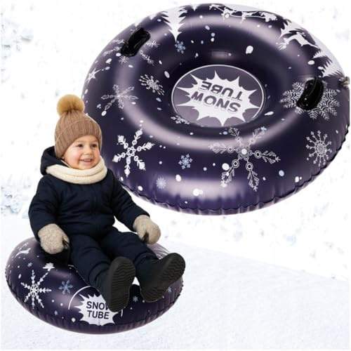 SnowTube Gonfiabile 110 cm - Cefalve rotondo a forma di pneumatico in PVC per bambini e adulti - Slitta invernale per neve