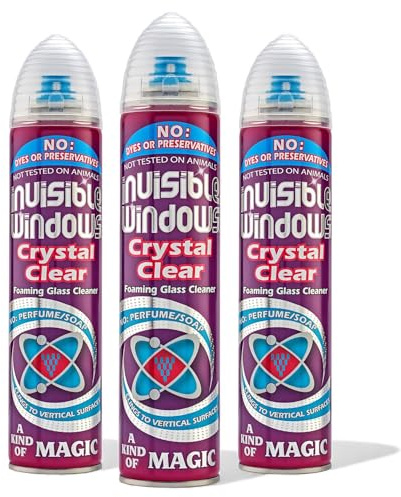 3 x 300ml INVISIBLE WINDOW Foaming Glass Cleaner, Crystal Clear - No Drip, Streak-Free for Windows & Mirrors (ARIST0WAX)