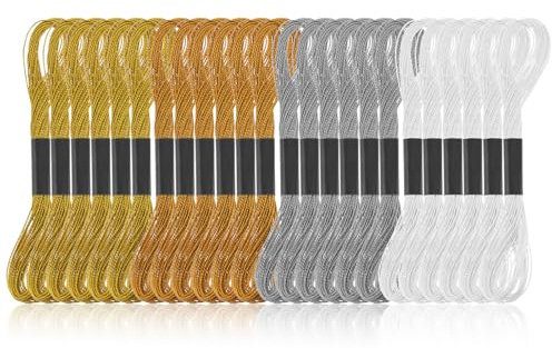 cobee 24 Skeins Embroidery Thread, Glitter Cross Stitch Threads Metallic Embroidery Floss Polyester Cross Stitch Floss Hand Embroiderys String for Sewing Making Yarn Accessories Hand Craft String Art