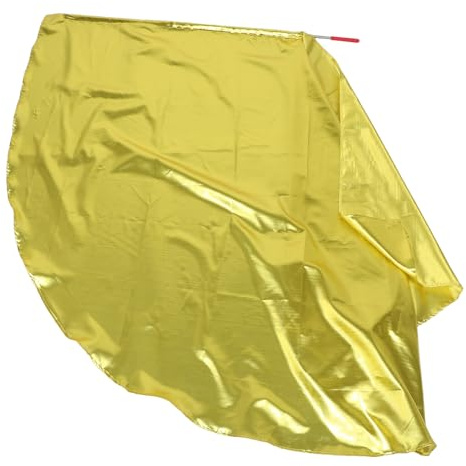 EPIGEIST Bandera Semicircular de Adoración para Baile y Eventos Deportivos, Tamaño Grande 190x140 Cm, Color Dorado, Asta Incluida, Bandera de Mano para Actuaciones y Decoraciones