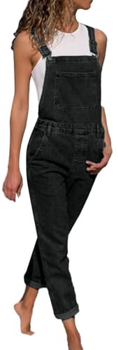 DaPongZhi Latzhose Damen Jeans Baggy Jeanslatzhose Latzhosen Straight Wide Leg Jumpsuits Arbeitslatzhose Bequem Verstellbare Träger Jean Lang Casual Overall Dungarees