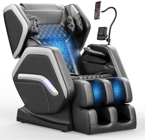 NAGLIFOR Sillón de Masaje, sillón reclinable de Cuerpo Completo con 14 Rodillos, 8 Bolsas de Aire, función de calefacción, Masaje de pies, Altavoz Bluetooth, Control Remoto táctil