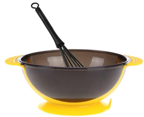 HAKIDZEL Ciotole per Tintura Chioma Colore Giallo Set da 2 in Silicone e Plastica Agitatore, Riutilizzabili, per Saloni Professionali di Parrucchieri