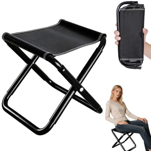 LUPATDY Sgabello da campeggio pieghevole, portatile, piccolo, sedia pieghevole, sedile leggero, sgabello pieghevole da campeggio, mini sgabello pieghevole con borsa portaoggetti, per viaggi, picnic