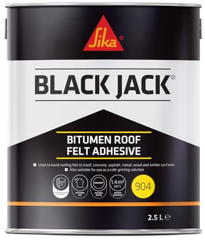 Sika Black Jack 904 Roof Felt Adhesive, High Strength, Black, 2.5 Litre
