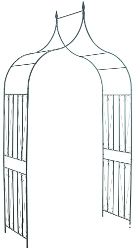 CLP 60er Rosenbogen | Geschwungener Eisen-Rosenbogen I Torbogen Aus Metall Mit Verzierungen, Farbe:grün