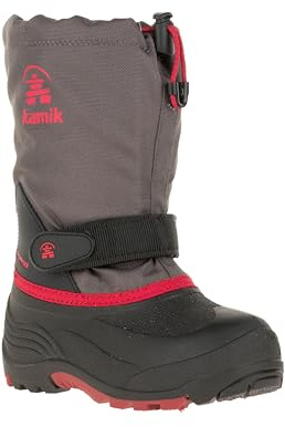 Kamik Girls' Waterbug5 Snow Boot, Charcoal/Red, 1 Medium US Little Kid