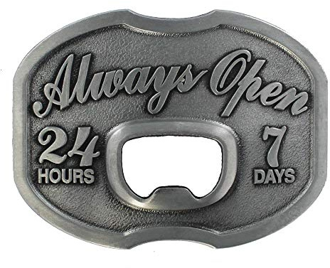eeddoo® Gürtelschnalle - Always Open Flaschenöffner (Buckle für Wechselgürtel für Damen und Herren | Belt Frauen Männer Oldschool Rockabilly Metall Gothic Wave Rock Biker Western Trucker Casino Skull)