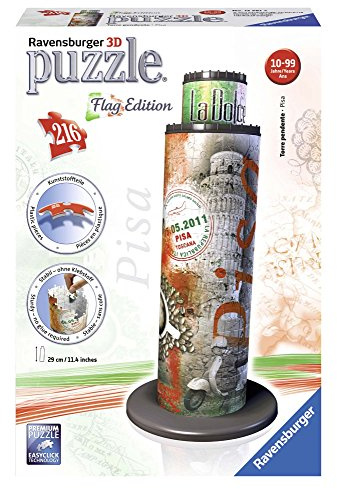 Ravensburger 125814 Flag Edition Pisa Turm - 3D Puzzle-Bauwerke, 216 Teile