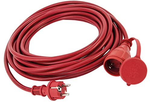 REV Verlängerungskabel 25m außen, Verlängerungskabel Aussenbereich wasserd. IP44, 3680W, 16A, rot