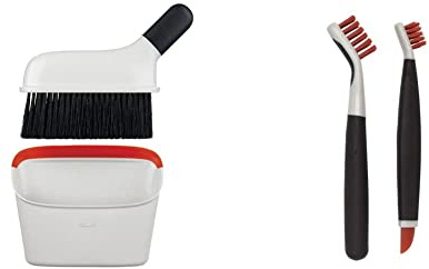 OXO Good Grips Compact Dustpan and Brush Set - Black/White/Red & Good Grips Deep Clean Brush Set