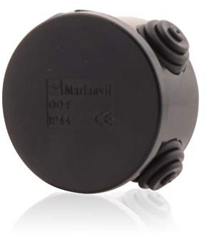 Intratec Abzweigdose Aufputz rund schwarz – Verteilerdose mit Würgenippel – IP44 wasserdichter und UV-beständiger Verteilerkasten für einfache Installation Zuhause & Gewerbe – Ø 65mm x 35mm
