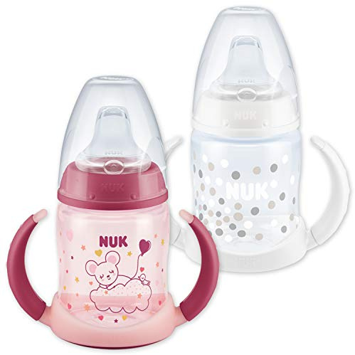 NUK First Choice+ Tasse d’apprentissage Jour et Nuit | Tasse anti-fuite | 6-18 mois | Embout en silicone anti-fuite | Valve anti-colique | Sans BPA | 150 ml | Violet