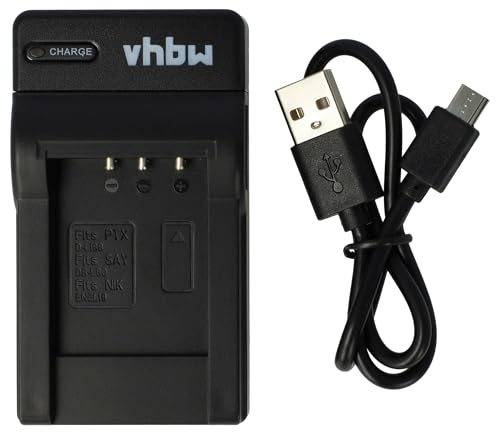 vhbw Chargeur USB-C Compatible avec Pentax D-Li88 | pour caméra + câble USB-C + témoin de charge