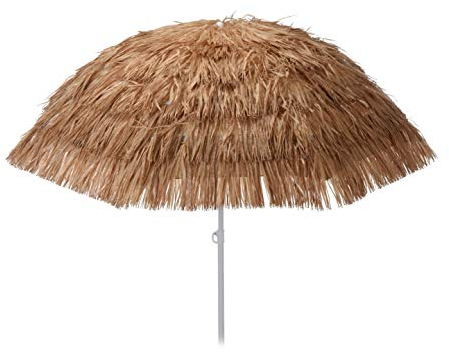 Spetebo Hawaii Strandschirm Ø 155cm in braun - knickbar mit Tragetasche - Sonnenschirm Gartenschirm Balkonschirm
