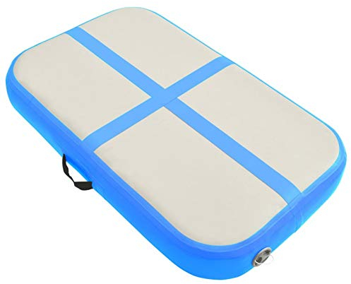 Tidyard Aufblasbare Gymnastikmatte mit Pumpe Turnmatte Tumbling Matte Training Fitnessmatte Yogamatte Tranningsmatte mit Luftpumpe Airtrack Tumbling für zuhause,Outdoor,Yoga 60x100x15 cm PVC Blau