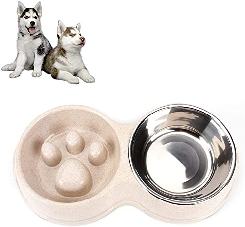 Anti Schling Hundenapf Langsam Fressen Hundenapf Doppel Napf 2 In 1 Edelstahl Wassernapf Rutschfeste HundenäPfe FüR Hunde Katzen