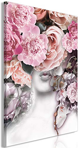 decomonkey Akustikbild Blumen 80x120 cm 1 Teilig Leinwand Modern Bilder Wandbilder XXL Schallschlucker Schallschutz Akustikdämmung Wandbild Deko Leise Rose Orchidee Frau