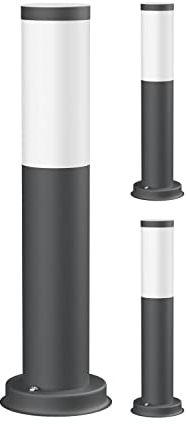 ledscom.de 3 pezzi luce di percorso/bitta PORU per esterni, IP44, 39 cm, antracite, 1x E27 max. 40W