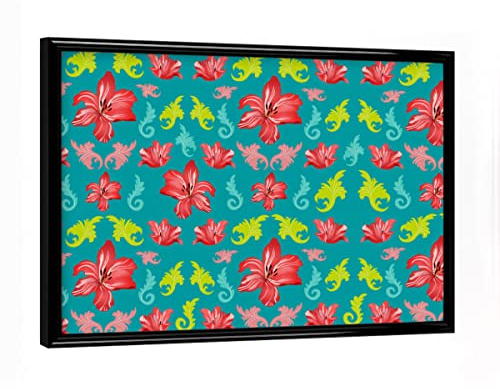 artboxONE Poster mit schwarzem Rahmen 18x13 cm Floral Lilien Muster barock - Bild lilien Blatt Blumenmuster