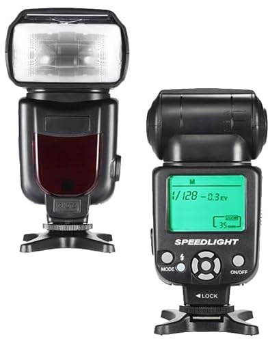 Digital Nc Speedlite Blitzgerät mit LCD-Display, kompatibel mit Nikon, Canon, Sony, Panasonic, Leica, Fujifilm, Pentax und Olympus Kameras mit Blitzschuh