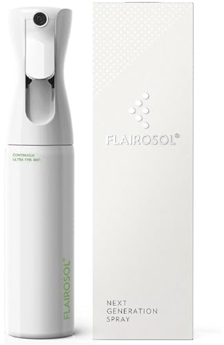 FLAIROSOL - The Original, Plant Mister Spray Bottle for Indoor and Gardens, Continuous Mist with 1,001 Uses. Trusted by Professionals. Patented Technology. 300ml, White Bottle, Green Print