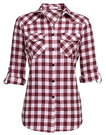 UNibelle Femme Chemisier Long à Carreaux Robe Tunique Ceinture Chemise en Lin et Coton Haut Top Blouse Grande Taille Blanc et Noir XL
