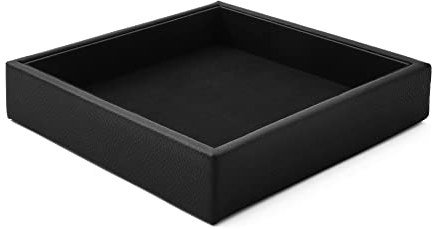 Eglooh - Atena - Taschenleerer aus echtem Leder Schwarz - Schreibtisch-Organizer mit modernem Design - Ablagefach für Schlüssel, Münzen, Schmuck - cm 16,5 x 16,5 - Made in Italy