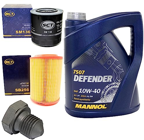 Motoröl Set 10W40 5 Liter + Ölfilter SM136 + Ölablassschraube 03272 + Luftfilter SB256