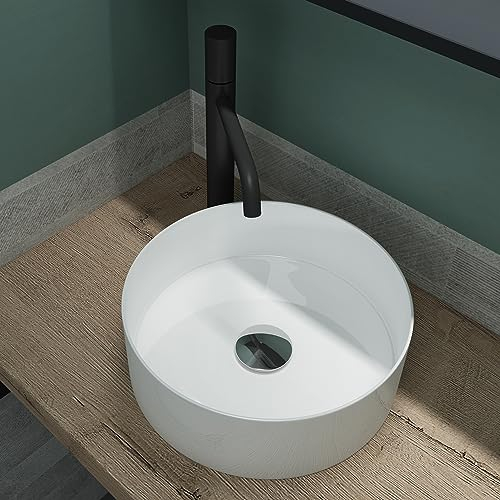 Mai & Mai Lavabo da Appoggio 31x31x11cm, Lavandino Bagno Brüssel203 in Ceramica con Nano Rivestimenti inclusi, Bianco