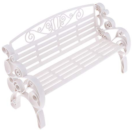 Puppenhausmöbel - Stuhl Sofa Gartenbank Sitzbank - 22 x 8,8 x 14 cm; Miniaturmöbel für Puppenhaus Dekoration, Weiß