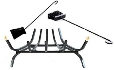 CRISCUOLO BRICO STORE Brucialegna Per Camino Triangolare In Ferro Griglia Portalegna Per Camino 47x32xH19 Cm Brucia Legna Per Camino Kit Paletta E Scopino Incluso