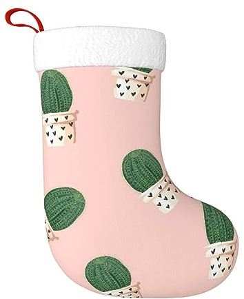 WURTON Chaussette de Noël à suspendre pour cheminée - Motif cactus rose - Cadeau de Noël