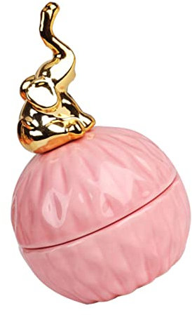 OFFSCH Große Schmuckschatulle aus Keramik Rosa Schmuckbehälter für Ringe und Süßigkeiten Liebevolles Geschenk für Hochzeit und Aufbewahrung