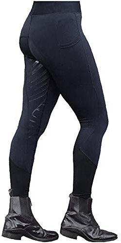 Reithose Damen Vollbesatz - Reitleggings Damen Sommer Mädchen Kinder Mit Kniebesatz Und Innentasche, Elastische Jodhpurhose REIT-Tights Für Reitschule Reitsport Radfahren Leggings/Marlenehose