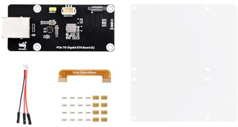 Waveshare PCIe to Gigabit ETH Board (C) for Raspberry Pi 5, Driver-Free, Plug and Play, Raspberry Pi 5 PCIe Adapter, with Transparent Acrylic Mounting Plate, Side-Mounting Solution