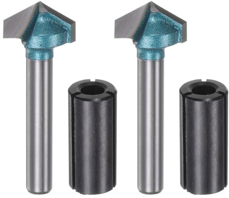 QUARKZMAN 2Ensemble Jeux de Fraises à Rainurer en V de 0,6 Diamètre Queue de 6 mm Profondeur de Coupe de 0,4 Angle de 120 Degrés Fraise en Carbure de Tungstène pour Cnc 3D