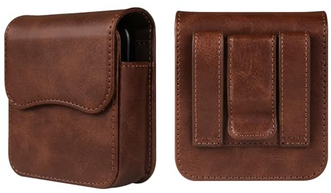 Handy Ledertasche Herren Kompatibel mit Samsung Galaxy Z Flip 7/6/5/4/3/2/5G/Motorola RAZR 5G/Huawei Pocket 2 Handyhülle mit Gürtelclip Universal, Magnetverschluss Handyhalter Gürteltasche Brieftasche