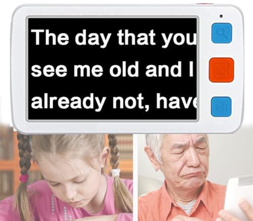 5-Zoll-digitale Video-Vergrößerung, Handheld tragbare elektronische Lesebildhilfe für Low Vision, Kinder, Senioren, Unterstützung AV-Ausgabe für TV mit 4x-32x Zoom mehrere 17-Arten-Farbmodus,White
