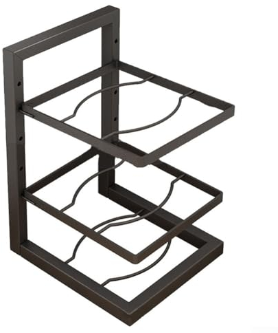 ReachMall Heavy Duty Steel Pan Organiser 2/3/4-Tier Pots and Pans Organizer Pan Rack under Sink Storage Tiers For Cupboard Lid Holder Stand Baking Tray Rack (B)