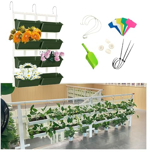 Großer hängender Pflanztopf für den Außenbereich, Erdbeer-Pflanzgefäß, Geländer-Zaun-Pflanzgefäß mit abnehmbaren Haken für Blumen, Gemüse, perfekt für Balkon, Zaun, Terrasse, Garten, Hof(Color:DARK Gr